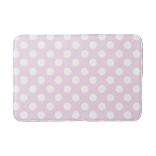Tapis De Bain Rose bébé clair et blanc à pois