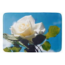 Rose blanche sous ciel bleu