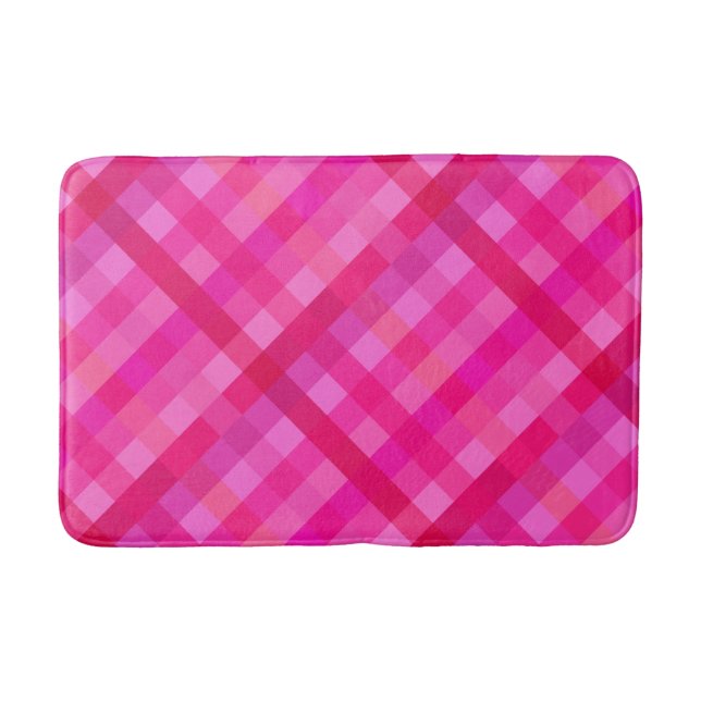 Tapis De Bain Rose chaud et lavande plaid (Devant)