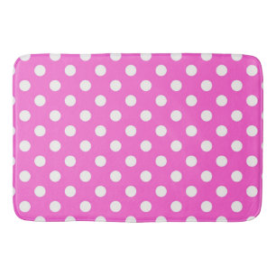 Tapis De Bain Rose Chaud & Points Blancs Point