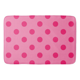Tapis De Bain Rose Chaud Sur Pois Rose Design Motif