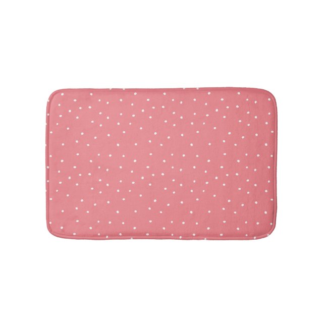 Tapis De Bain Rose Corail Points Dispersés (Devant)