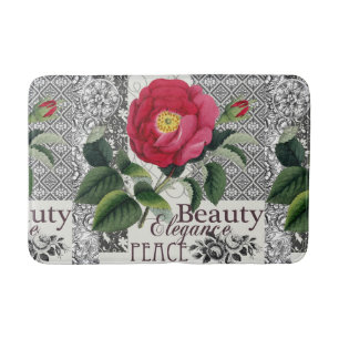 Tapis De Bain Rose Damask Joli Floral Antique