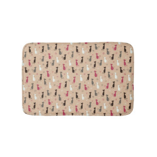 Tapis De Bain rose de motif de chats