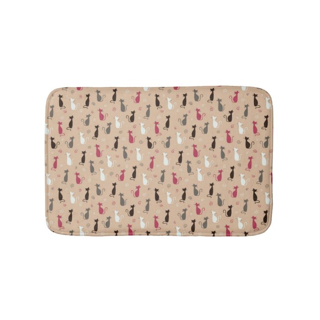 Tapis De Bain rose de motif de chats (Devant)