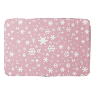 Tapis De Bain Rose en pastel de Noël de motif élégant de flocon