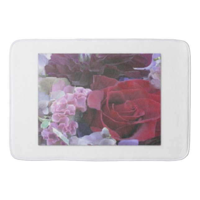 Tapis de bain Rose en velours rouge (Devant)