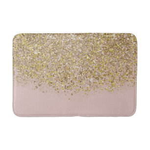 Tapis De Bain Rose et or pailleté Moderne Tendance Glamour Chic