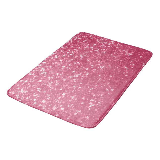 Tapis De Bain Rose faux étincelles scintillement rose clair (Angle)