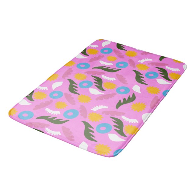 Tapis De Bain rose floral moderne gras (Angle)