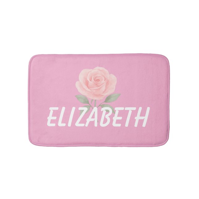 Tapis De Bain Rose Flower Pink Name  (Devant)