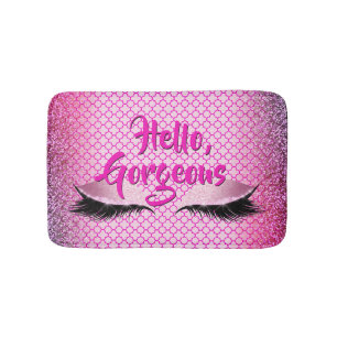 Tapis De Bain Rose Girly de maquillage magnifique de Quatrefoil