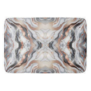Tapis De Bain Rose Gold Argent & Marbre Blanc Féminin Glam
