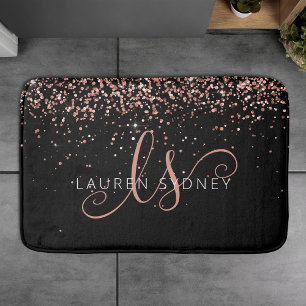 Tapis De Bain Rose Gold Blush Pink Parties scintillant Glam Nom