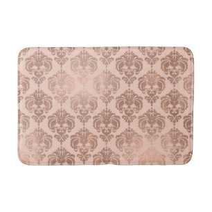 Tapis De Bain Rose Gold Blush Rose Moderne Glamour Damassé