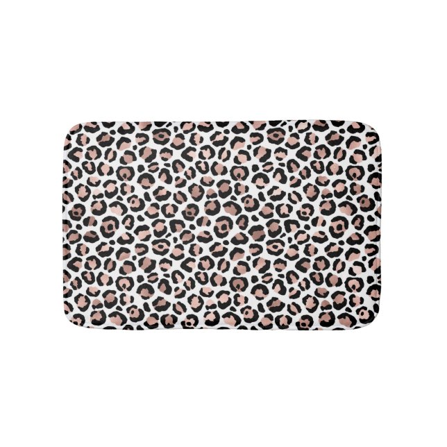 Tapis De Bain Rose Gold impression léopard noir guépard tendance (Devant)