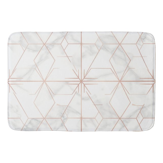 Tapis De Bain Rose Gold Marble Geometric Pattern (Devant)