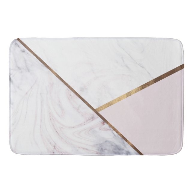 Tapis De Bain Rose Gold Marbre Tourbillonnement & Bronze Rose Bl (Devant)