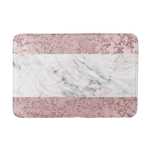 Tapis De Bain Rose Gold Modern Glam Marbre & Parties scintillant (Devant)