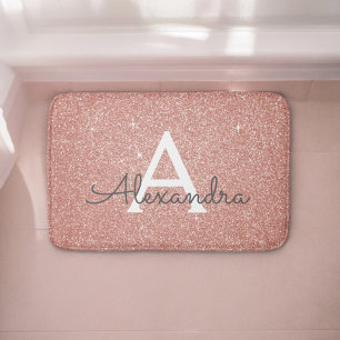 Tapis De Bain Rose Gold Pink Sparkle Parties scintillant Nom du