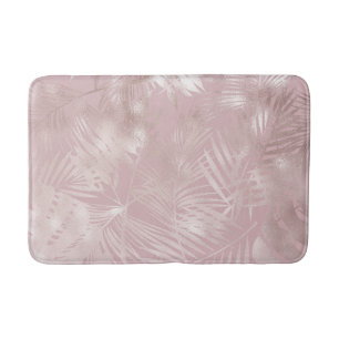 Tapis De Bain Rose Gold Rose Botanique Feuilles De Palmier Tropi