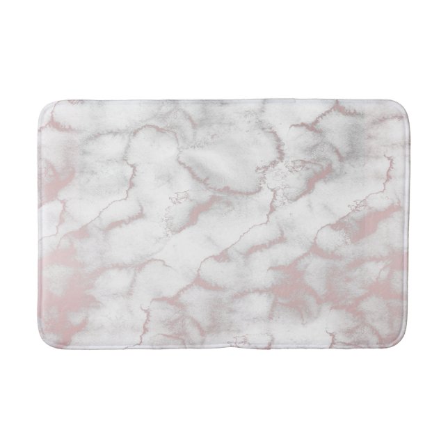 Tapis De Bain Rose Gold Rose Marbre Moderne Chic Tendance (Devant)