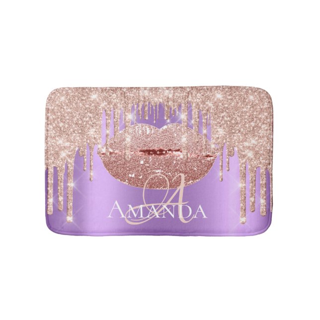 Tapis De Bain Rose Gold Royal Parties scintillant Nom Maquillage (Devant)
