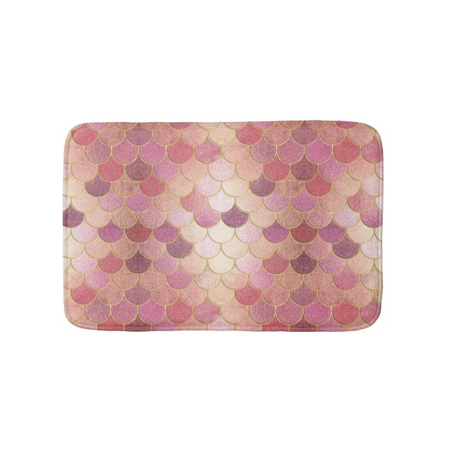 Tapis De Bain Rose Gold Shimmer Mermaid Échelle Motif (Devant)