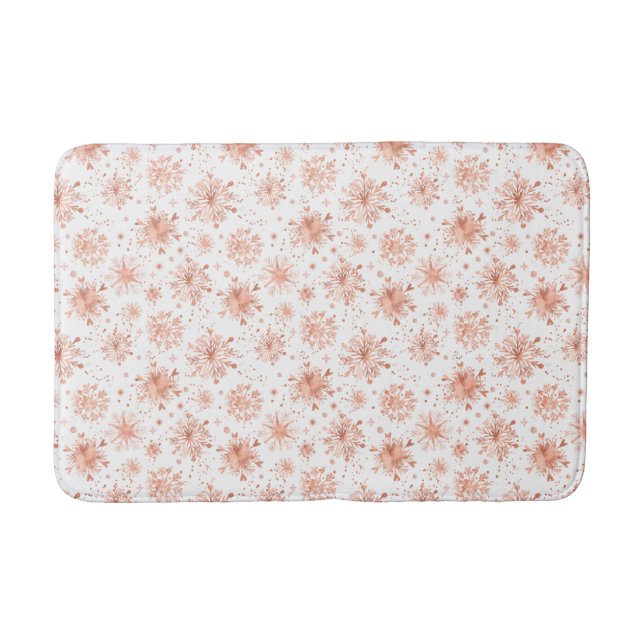 Tapis De Bain Rose Gold Snowflakes en blanc (Devant)