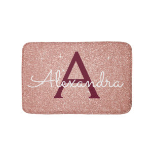 Tapis De Bain Rose Gold Sparkle Parties scintillant Monogramme N