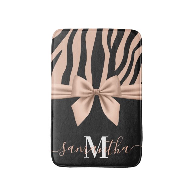 Tapis De Bain Rose Gold Zebra Print (Devant (Vertical))