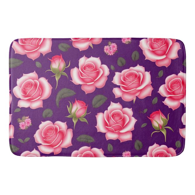 Tapis De Bain Rose Motif sans soudure Valentines Jour Mat de bai (Devant)
