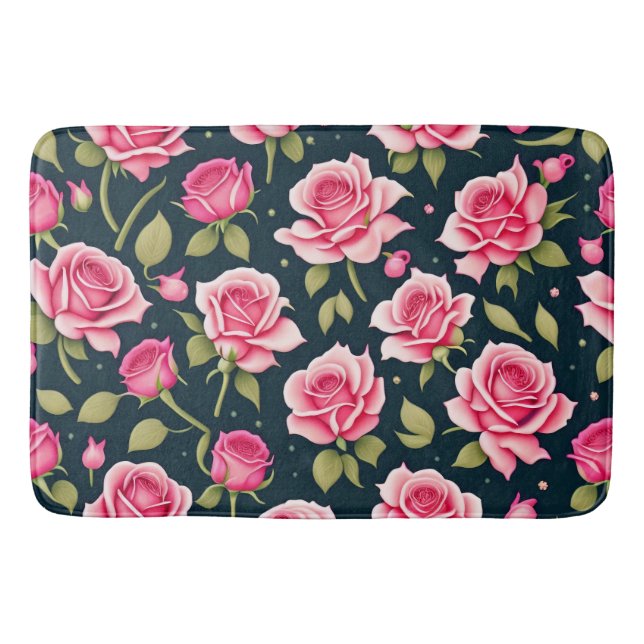Tapis De Bain Rose Motif sans soudure Valentines Jour Mat de bai (Devant)