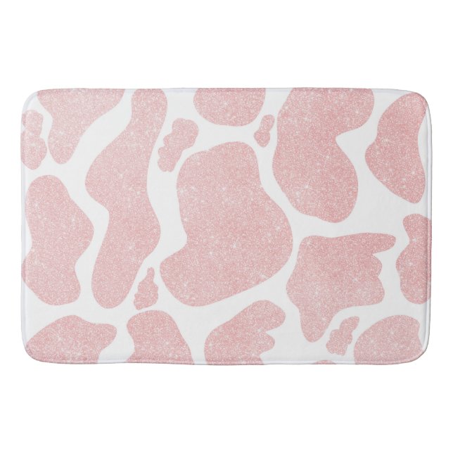 Tapis De Bain Rose Or blanc Grandes taches de vache Motif animal (Devant)