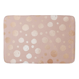 Tapis De Bain Rose-or et beige points motif