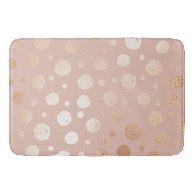 Tapis De Bain Rose-or et beige points motif (Devant)