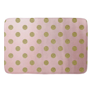 Tapis De Bain Rose Pâle Doré Pailleté Glamour Points Cute
