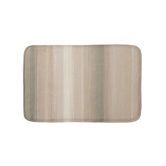 Tapis De Bain Rose Pâle et Gris Mauve Abstrait Rayé Rustique