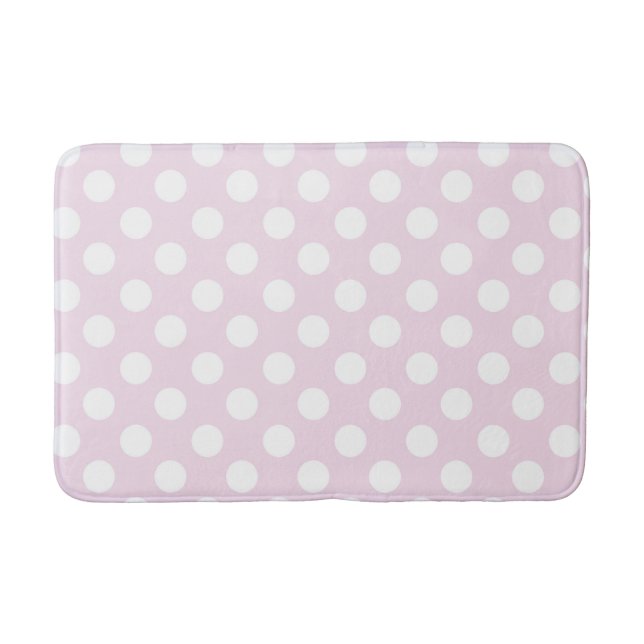 Tapis De Bain Rose Pâle et Points Blancs (Devant)