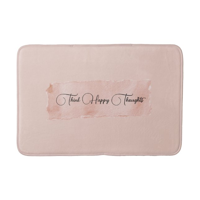 Tapis De Bain Rose Pâle Pensez à des Pensées Heureuses (Devant)