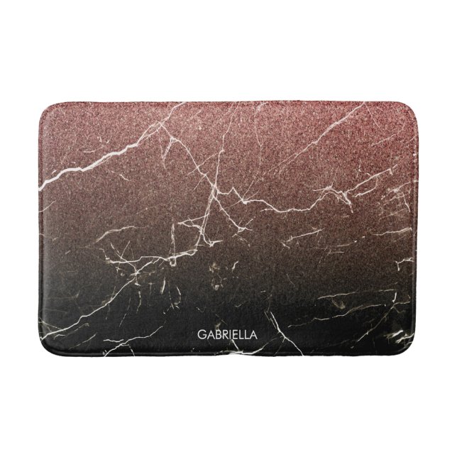 Tapis De Bain Rose Parties scintillant marbre noir (Devant)
