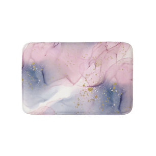 Tapis De Bain Rose Pervenche Ethéré et Or Fantaisie Encre Glamou