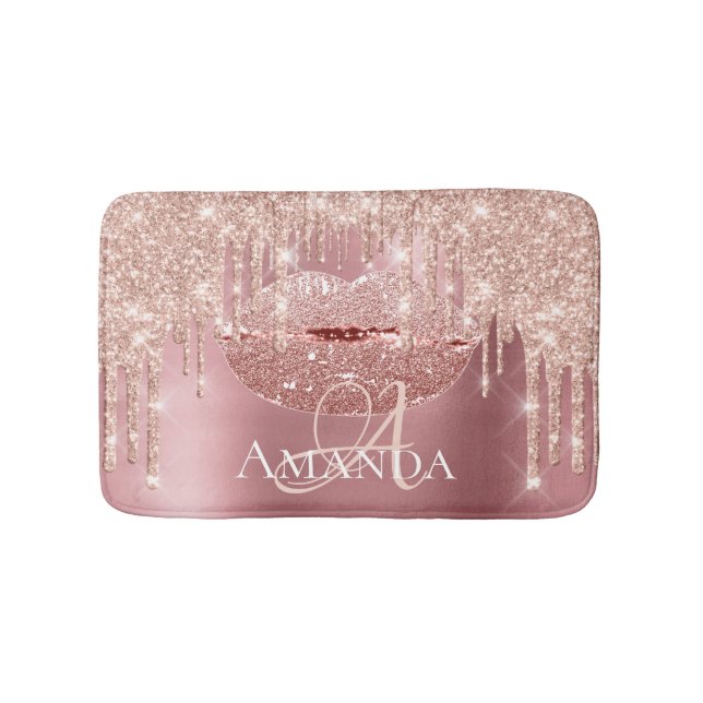 Tapis De Bain Rose Pink Royal Parties scintillant Nom Maquillage (Devant)