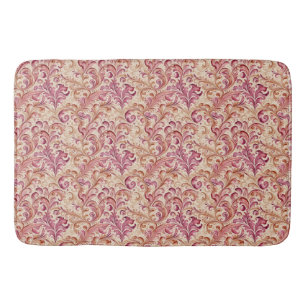 Tapis De Bain Rose Poussiéreux et Feuille Taupe en Rouleau