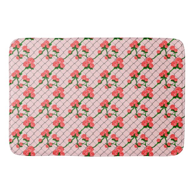 Tapis De Bain Rose Rose Escalade Chaîne Lien Clôture sans joint  (Devant)