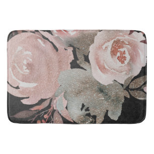 Tapis De Bain Rose Rose Glitter Roses Dark Floral Glam Elegant