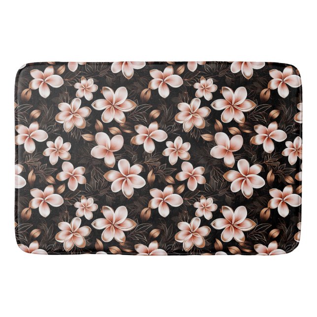 Tapis De Bain Rose rose noire noire noire Floral or (Devant)