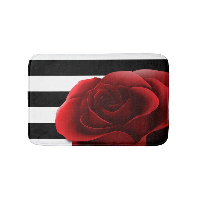 Tapis De Bain Rose rouge et Blancs noirs (Devant)