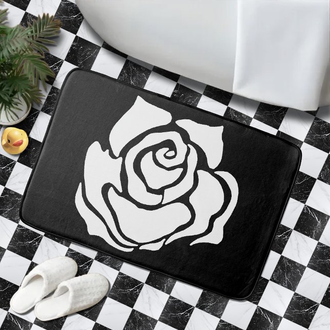 Tapis De Bain Rose tribal noir blanc (Créateur téléchargé)