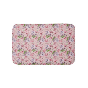 Tapis De Bain Rose Violet Floral Vert